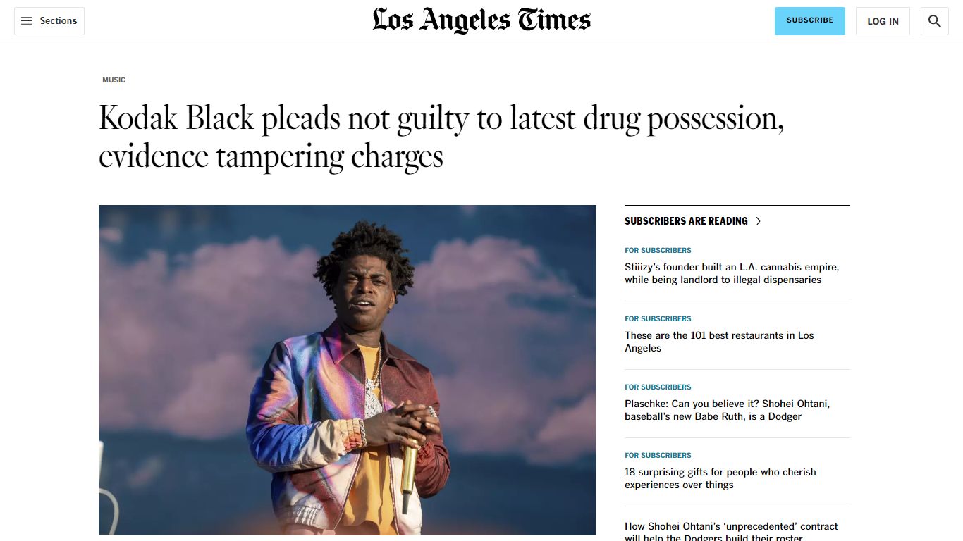 Kodak Black arrested on cocaine charges in Florida - Los Angeles Times