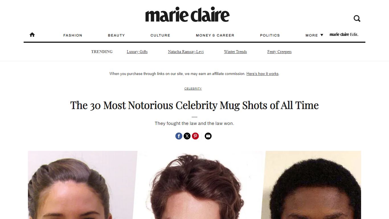 Celebrity Mug Shots - 30 Celebrity Mug Shots | Marie Claire